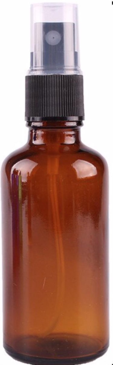 Amber (bruinglas) sprayflesje 50 ml met spraydop/verstuiver - glazen sprayfles - aromatherapie