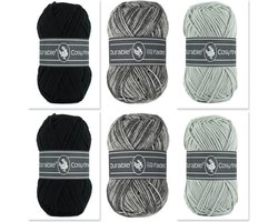 Set van 6 bollen katoen en acryl garen - Cosy fine en Cosy fine faded - grijs