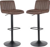 Alora Barkruk Porto Donkerbruin - Barkrukken set van 2 – Hoogte 106,5cm – Met voetsteun – In hoogte verstelbaar – Draaibaar – Met rugleuning - Keukenstoel – Keukenstoelen – Barstoe