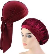FRESHCOUPES Velvet Bonnet & Durag Set - Rood - Geschikt voor optimale bescherming van jouw haar