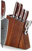 Luxe en Professionele 7-delige Keukenmessen-set van Damascus Staal (67 lagen, VG10) en Rozenhouten handgrepen - Xinzuo B27 Yi Series