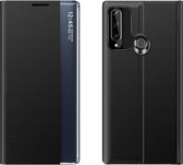 Smart Clear View Cover met  Magneetsluiting voor Huawei P30 Lite – Zwart