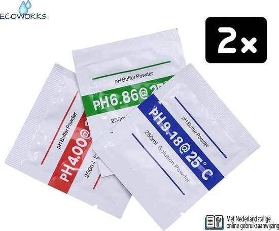 Ecoworks pH kalibratiepoeders- pH meter - Chloormeter - Ijkvloeistof - 2st