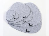 Promessa-Design Vilten placemats stijlvol steen-design – 5 mm dik - Vilten tafelmat in set van 6 XL, 6 L en 8 S onderzetters - antislip, hittebestendig, machinewasbaar – Licht Grij