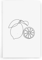 Walljar - Lemons Line Art - Muurdecoratie - Poster