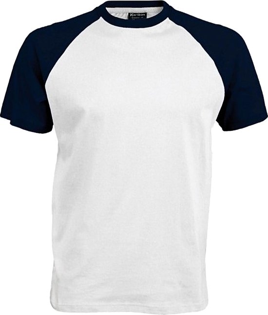 Kariban Herenshirt met korte mouwen Baseball T-Shirt (Wit/Zwaar)