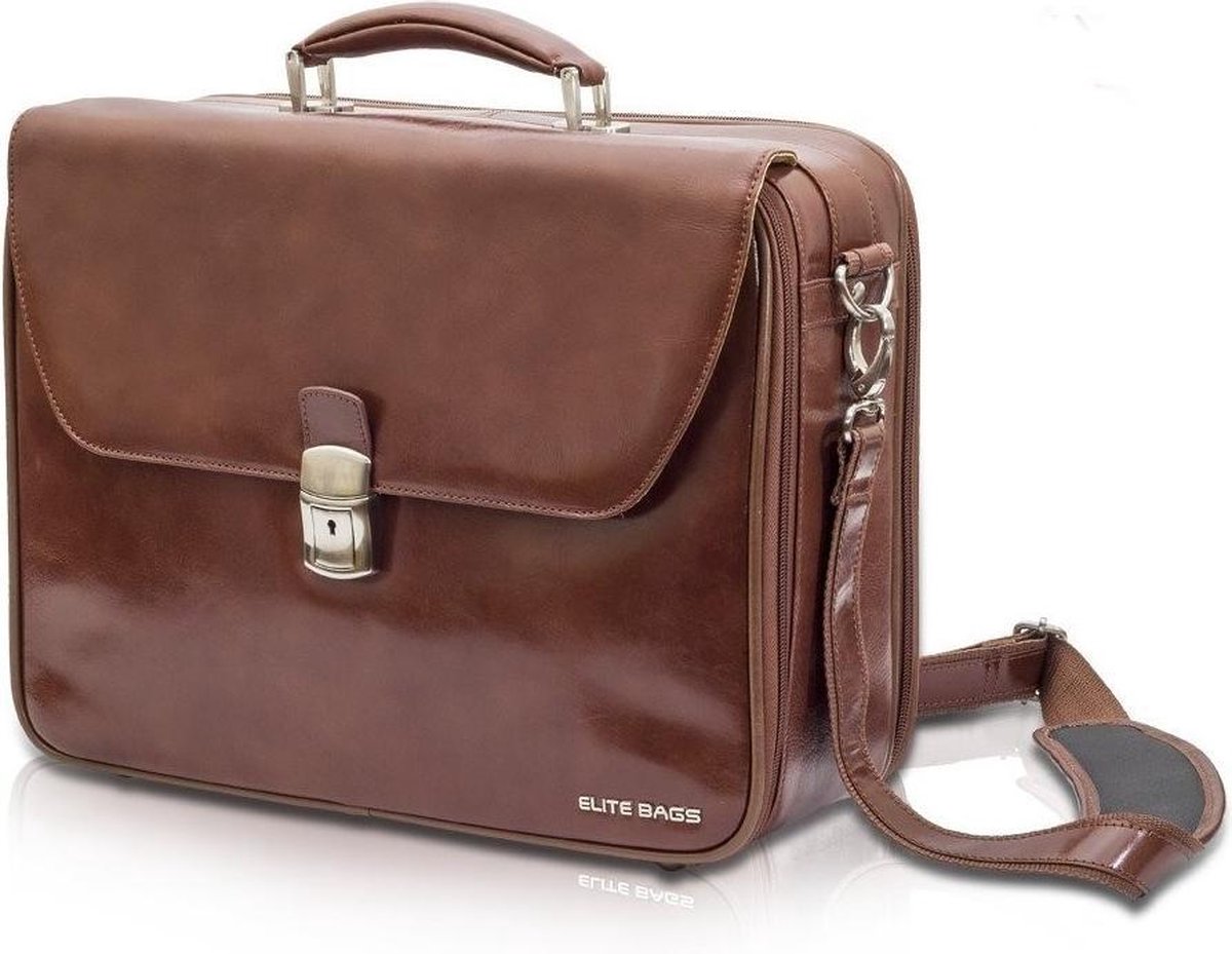 Elite Bags DOCTOR s Dokterstas Rugzak Voor Huisarts Leer Bruin bol