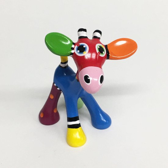 Jacky Zegers – JZ27 Jill - Kleurrijk, Vrolijk Beeld van een Giraffe – Kunst waar je Blij van wordt –Uniek en Origineel Cadeau – in Kleurrijke Geschenkdoos - Handbeschilderd - 10 cm
