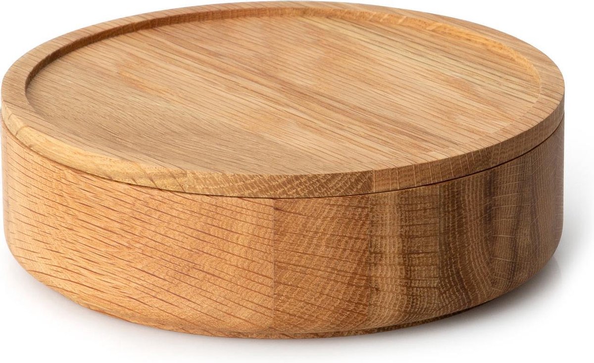Continenta Houten Schaal met Deksel - Eikenhout - 19xH6cm
