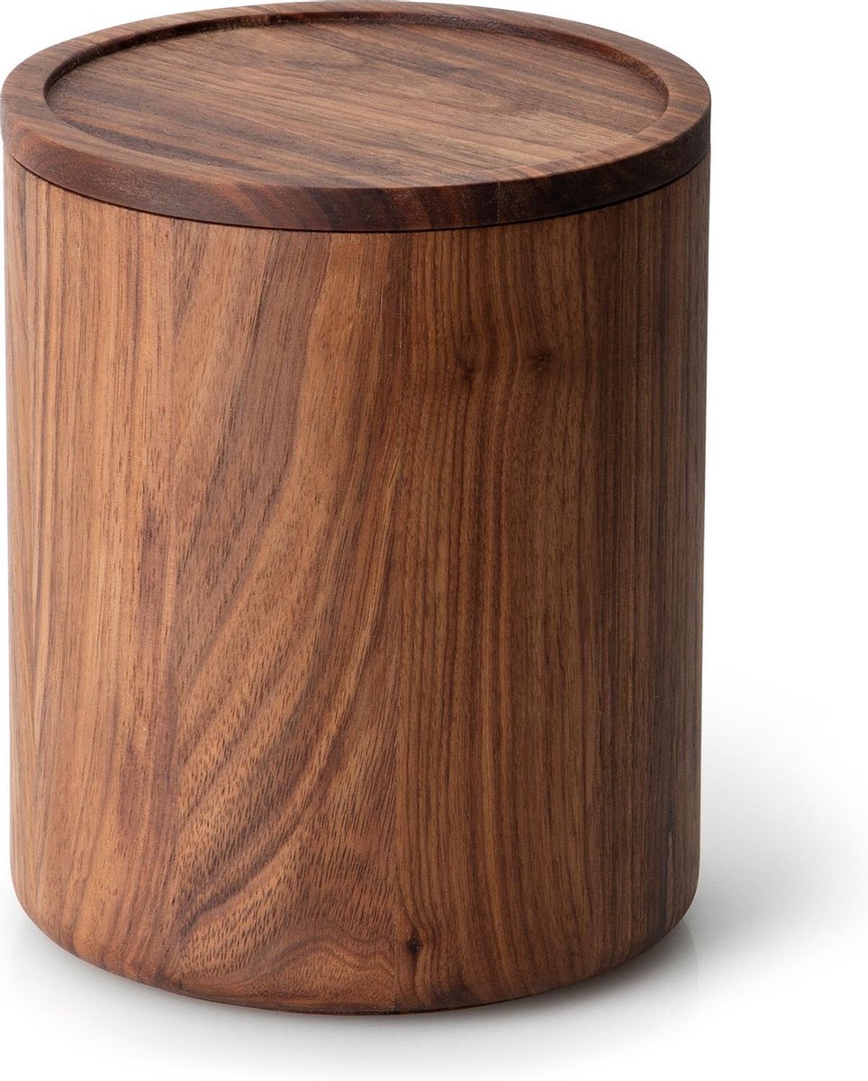 Continenta Houten Schaal met Deksel - Notelaar - 13xH16cm