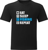 Sport T-shirt - Vissen - Fishing  - Lifestyle T-shirt  Casual T-shirt - Zwart -  Eat Sleep Fishing Repeat -  L
