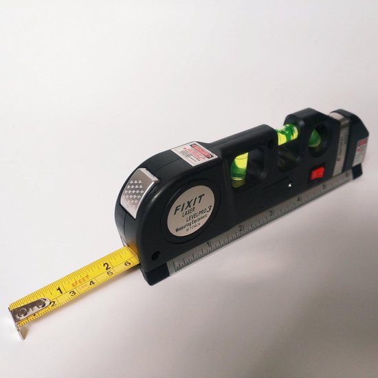 Laserwaterpas – 3 Verschillende Lasers – Inclusief Rolmaat 2,50 cm - Klussen - Waterpas met Laser - Torpedo waterpas - DAILY LOGIX