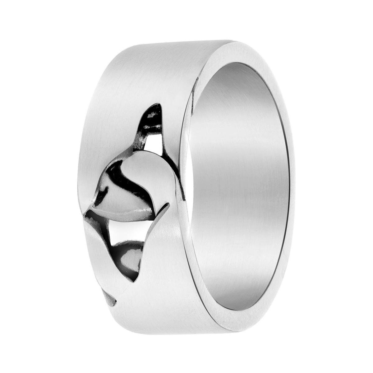 Lucardi Heren Ring mat met schakel - Ring - Cadeau - Vaderdag - Staal - Zilverkleurig op Prijzenvolger.com