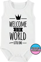 Romper - Welcome to the world little one - maat 62/68 - kap mouwen - baby - baby kleding jongens - baby kleding meisje - rompertjes baby - rompertjes baby met tekst - kraamcadeau m