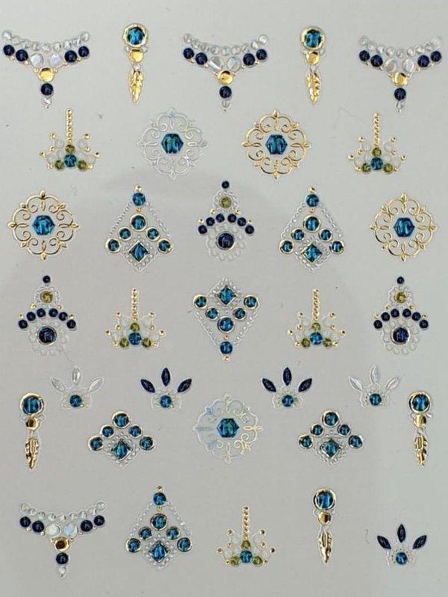 Goedkoopste Nail Art Stickers - Nagel Stickers - Korneliya 3D Nail Jewels DeLuxe - DL10 Shiny Turquoise