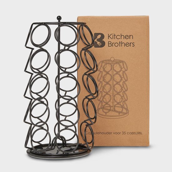 KitchenBrothers Capsulehouder - Koffiecups houder - Geschikt voor Dolce Gusto - 35 Cups - Draaibaar - Zwart - KitchenBrothers