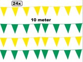 24x Vlaggenlijn groen en geel 10 meter - vlaglijn festival thema feest verjaardag carnaval vlaggetje kleur