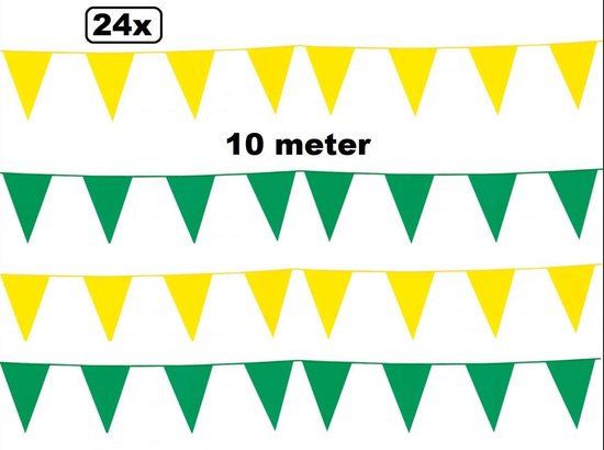 vork scherp maandag 24x Vlaggenlijn groen en geel 10 meter - vlaglijn festival thema feest  verjaardag... | bol.com