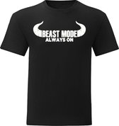 Sport T-shirt - Gym T-shirt - Fitness - Work Out - Lifestyle T-shirt  Casual T-shirt - Zwart -  Beast Mode Always On Horns  -  XXL