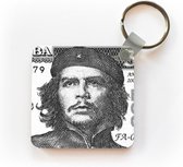 Sleutelhanger - Uitdeelcadeautjes - Zwart-Wit potret van Che Guavara op een 3 pesos biljet - Plastic