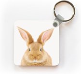 Porte-clés Animalprintshop - Lapin - Portrait imprimé animal Porte-clés chambre d'enfant en plastique - Porte-clés carré avec photo