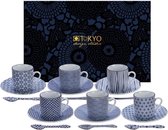 Tokyo Design Studio Nippon Blue Espresso Serviesset - 6 personen - 18 stuks - Porselein