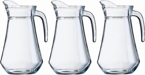 3x Glazen water karaf 1,3 liter - Sapkannen/waterkannen/schenkkannen |  bol.com