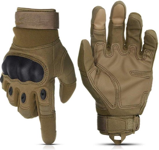 Airsoft handschoenen - tactische/leger handschoenen - verharde knokkels -  Maat XL - khaki | bol.com