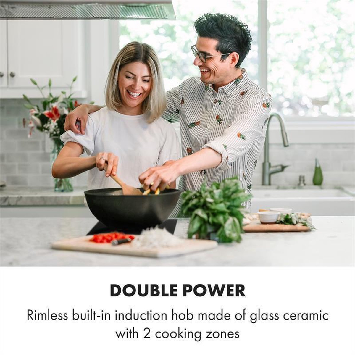 Klarstein Kochheld Inductiekookplaat - Dubbel - 2900W - Draaiknoppen - Glas - Zwart