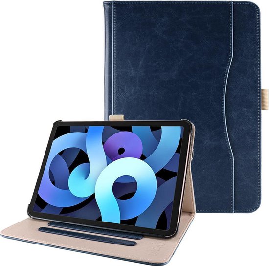 Dasaja iPad Air 4 10.9 (2020) / iPad Air 5 10.9 (2022) leren hoes blauw  incl.... | bol.com