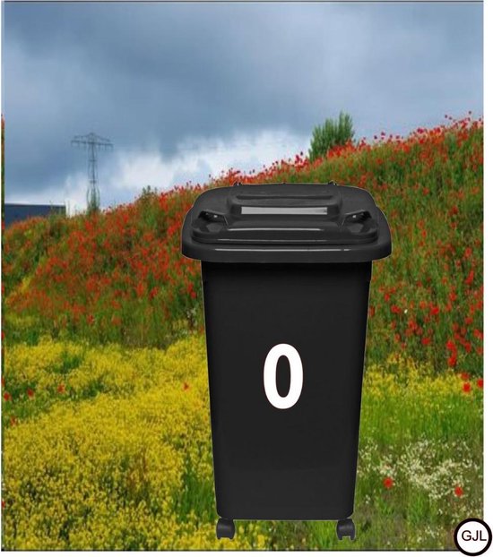 Cijfersticker - wit  - 10 x 5 cm  -  Kliko - brievenbus - deuren - containers  - voorraadbakken  - ramen -  nummer 9