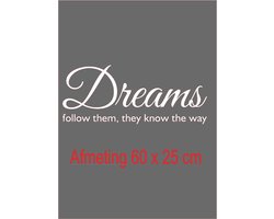 Muurtekst - woonkamer - slaapkamer -logeerkamer - spiegel Dreams / slapen kleur wit