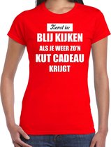 Rood fout Kerstshirt / t-shirt - Kerst is blij kijken / kut cadeau - dames - Kerstkleding / Christmas outfit S