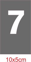 Cijfersticker - wit   - 10 x 5 cm  -  Kliko - brievenbus - deuren - containers  - voorraadbakken  - ramen -  nummer 7
