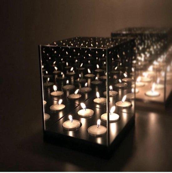 Infinity Light 4 Cube - Waxinelichthouder - Glas - Kaarsjes - Oneindig  Spiegel Effect... | bol.com