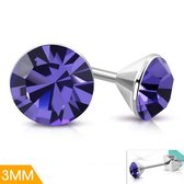 Aramat jewels ® - Ronde oorbellen violet kristal staal 3mm