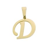 Aramat jewels ® - Stalen goudkleurige hanger letter d