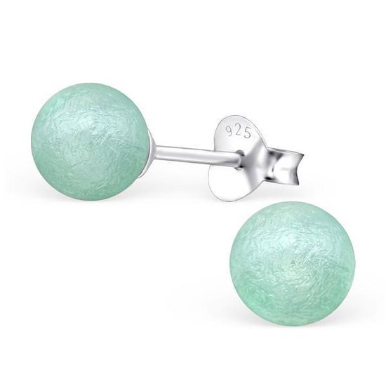 Aramat jewels ® - Zilveren pareloorbellen zijde groen 925 zilver 6mm