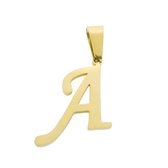 Aramat jewels ® - Stalen goudkleurige hanger letter a