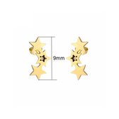 Aramat jewels ® - Oorbellen 3 sterren staal goudkleurig 9mm x 4mm kinderen
