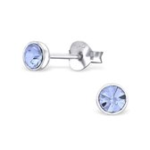 Aramat jewels ® - Kinder oorbellen rond kristal 925 zilver licht saffier 4mm