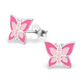 Aramat jewels ® - Kinder oorbellen vlinder 925 zilver roze 9mm x 8mm