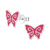 Aramat jewels ® - 925 sterling zilveren oorbellen vlinder donker roze