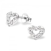 Aramat jewels ® - 925 sterling zilveren oorbellen hart kristal transparant