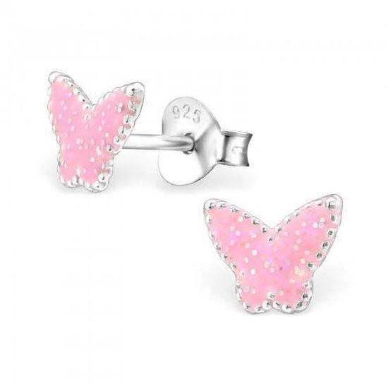 Aramat jewels ® - 925 sterling zilveren oorbellen vlinder glitter
