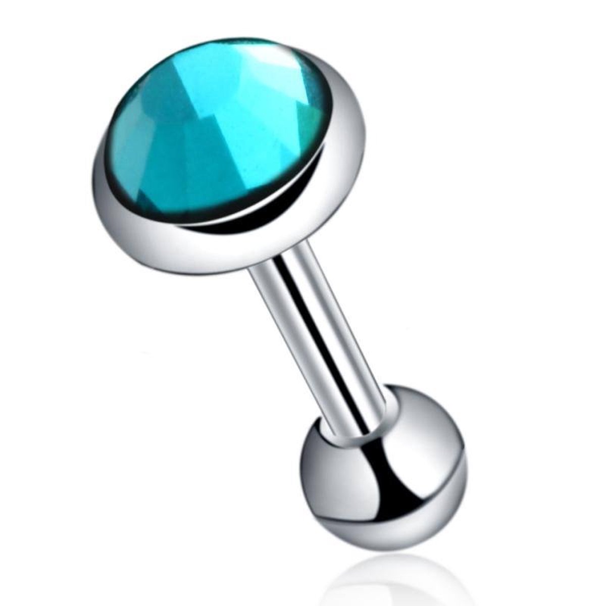 Aramat Jewels | Piercings | Stalen helix piercing aqua blauw steentje | | | |5mm | Staal | Volwassenen | Verkleurd niet