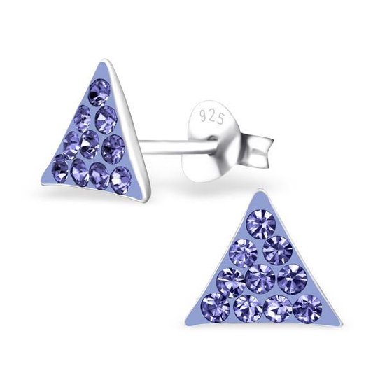 Aramat jewels ® - 925 sterling zilveren oorbellen driehoek paars kristal 8mm x 7mm