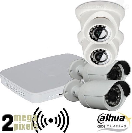 Dahua Full HD draadloos IP camerasysteem - 4 IP camera's - powerline adapter  set -... | bol.com
