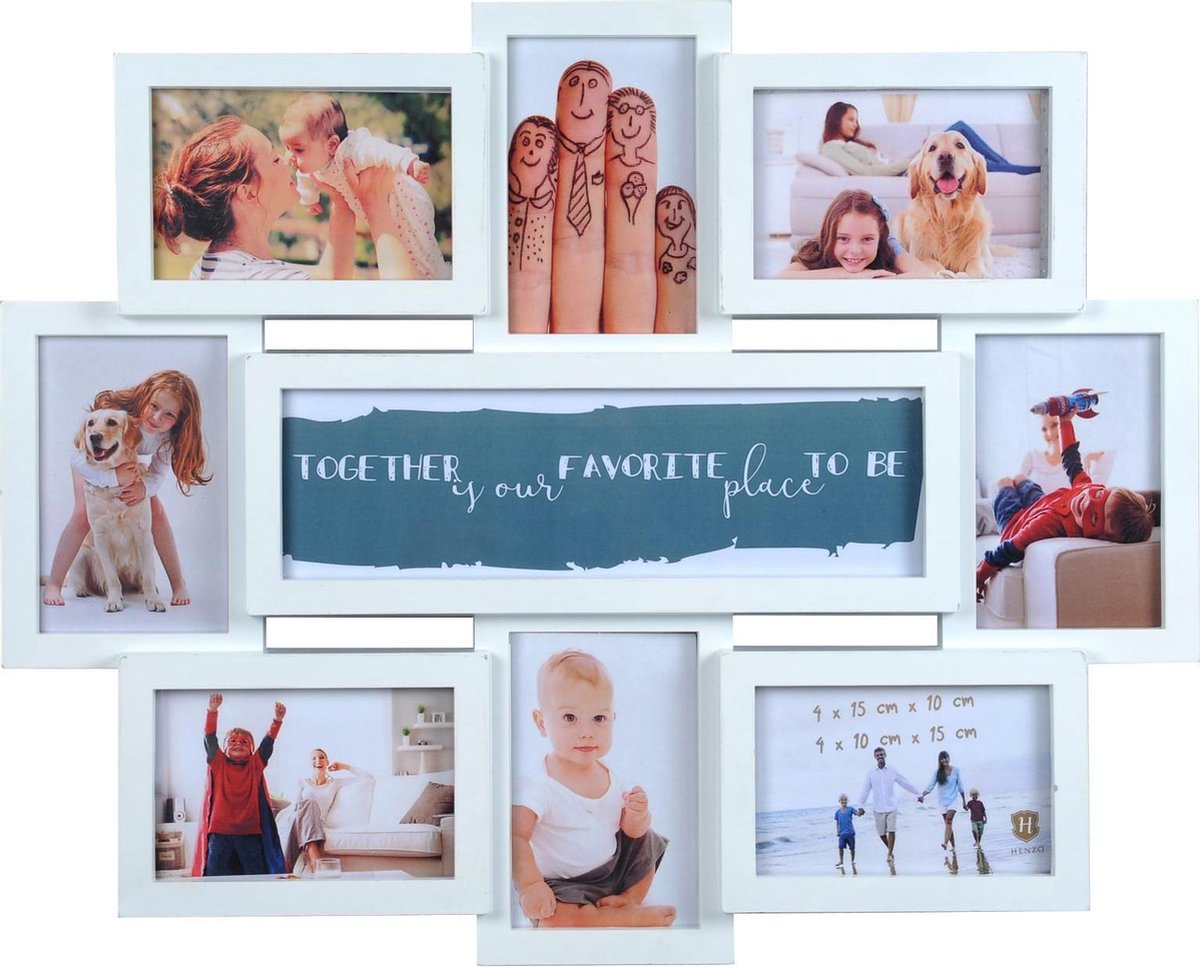 Henzo Fotolijst - Henzo - Friends Gallery - Collagelijst voor 8 foto's - Fotomaat 10x15 cm - Wit