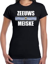 Zeeuws meiske met vlag Zeeland t-shirt zwart dames - Zeeuws dialect cadeau shirt M